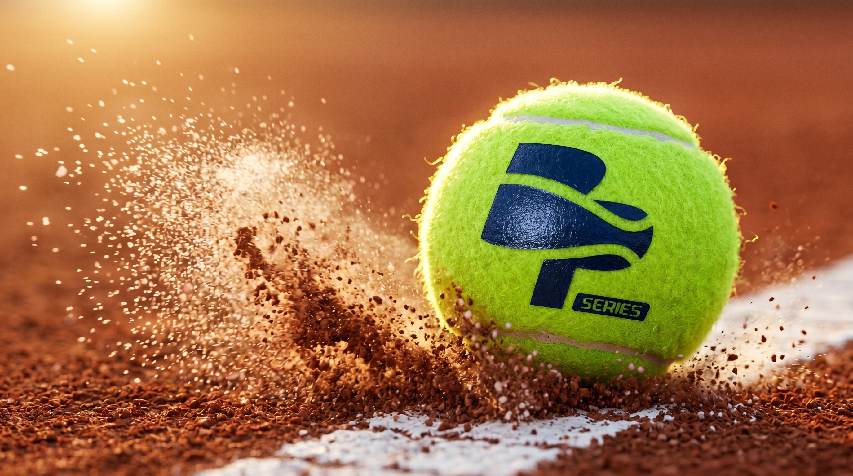 Isotipo BP Series sobre pelota de tenis en cancha